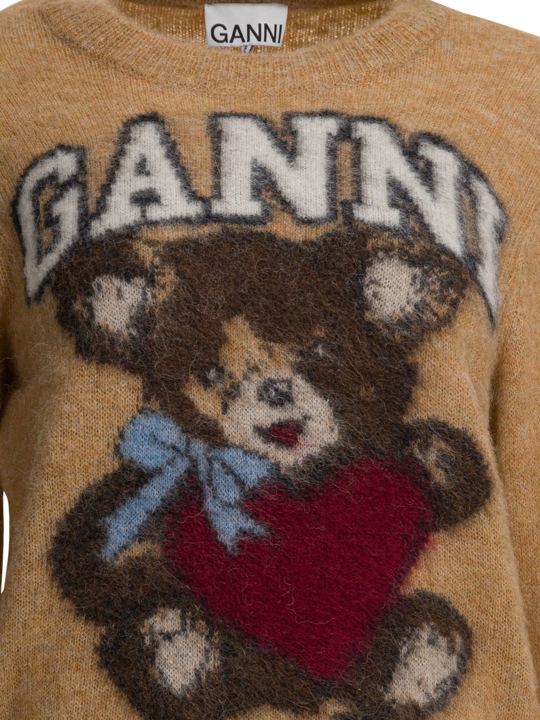 Ganni Wool Sweater With Print Knitwear - Beige | a590030d2d895ebab5e8c0c4e3692aba3df088b3