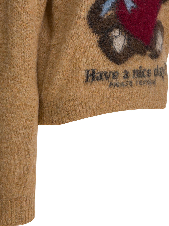 Ganni Wool Sweater With Print Knitwear - Beige | 338f48c05414a8e78111d7af9535bf7624183d17