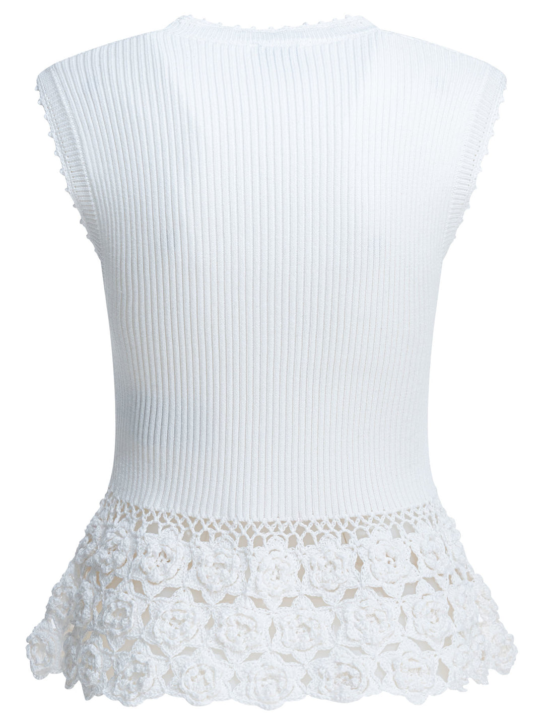 Ganni Knitted Worked Vest Knitwear - White | 67d8065e767621aec4f43b05f53d623581ba9dac