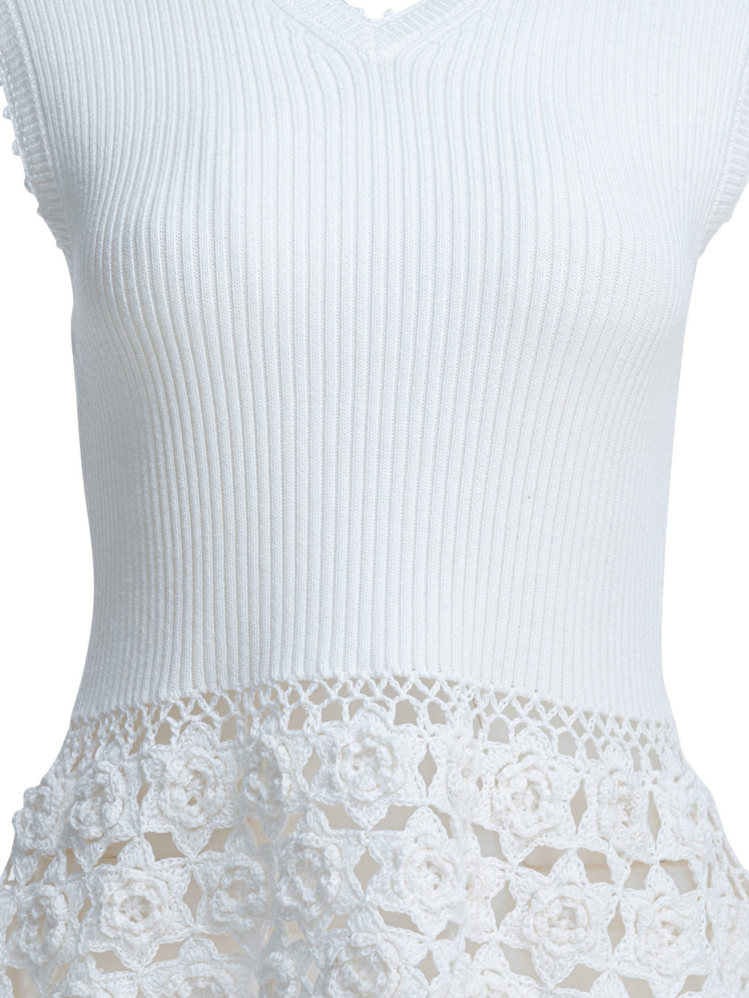 Ganni Knitted Worked Vest Knitwear - White | 3b75fea2f91ab0fb1425cba66f4e7ca6d7024186