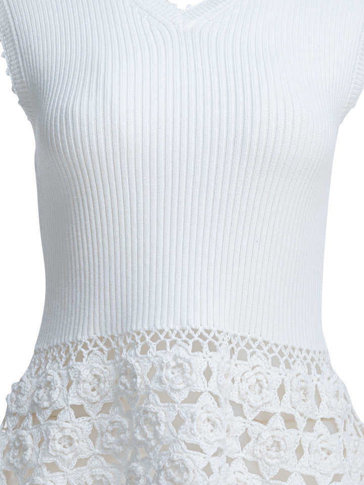 Ganni Knitted Worked Vest Knitwear - White | 3b75fea2f91ab0fb1425cba66f4e7ca6d7024186