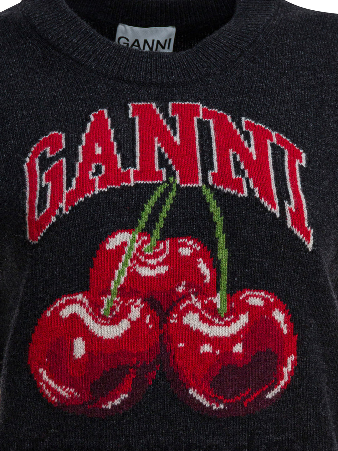 Ganni Wool Vest With Logo Knitwear - Black | 4744b6bcb80096c863f0dd5ebb5b240b87a19241