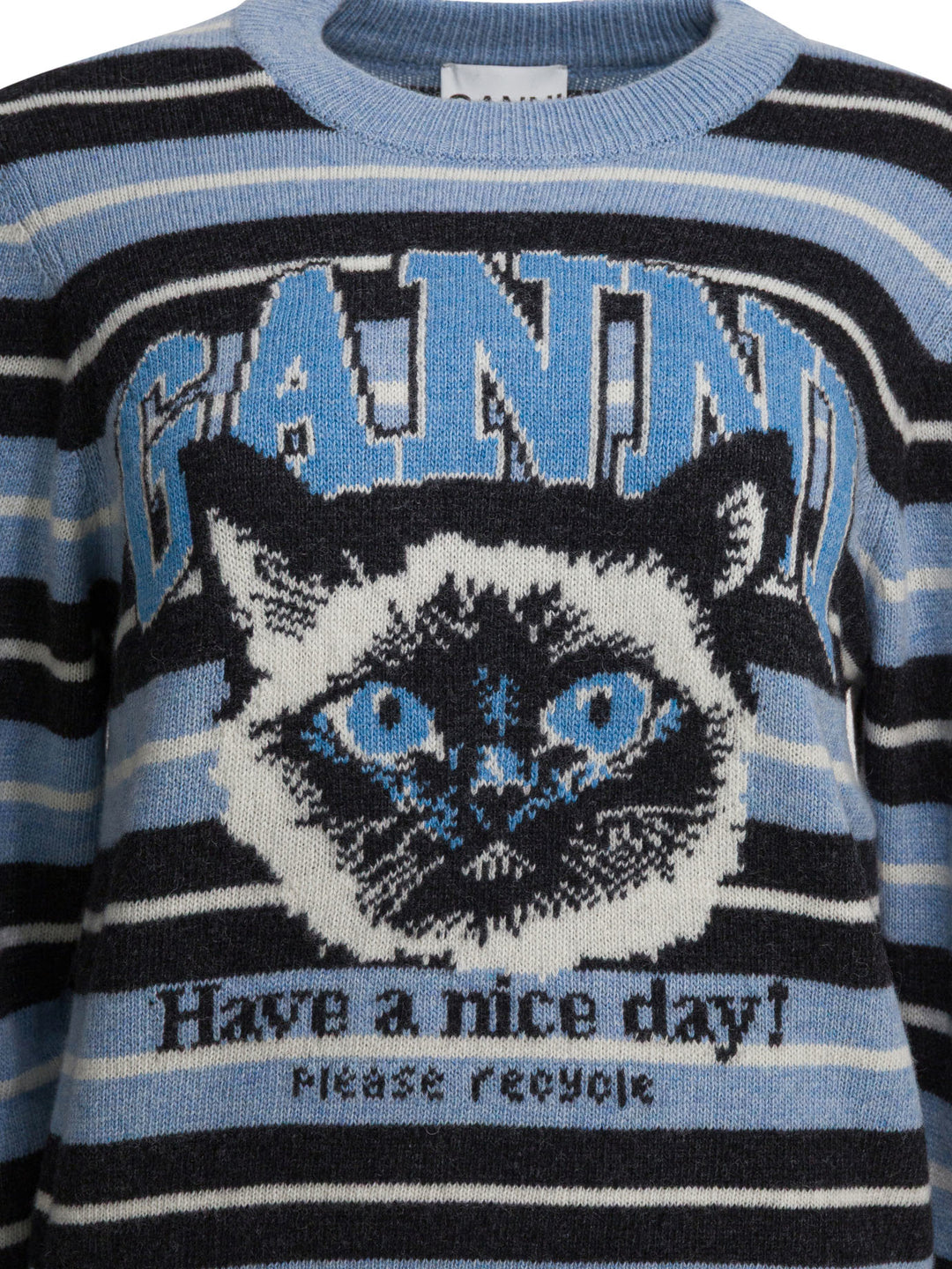 Ganni Wool Sweater With Print Knitwear - Light blue | a468496c16f849937c68e49fcd497bebaef0cfd7