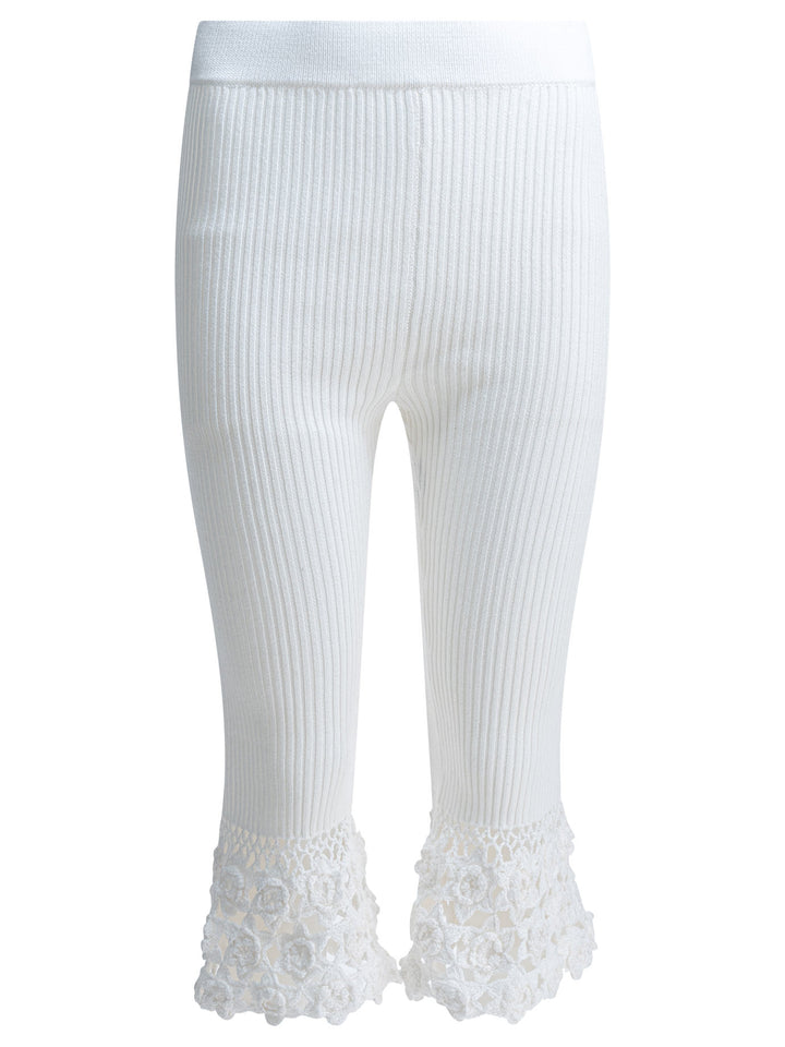 Ganni Woven Knit Legging Trousers - White | ffbd17b81f24216ceb33284f69df701eced7d9b6