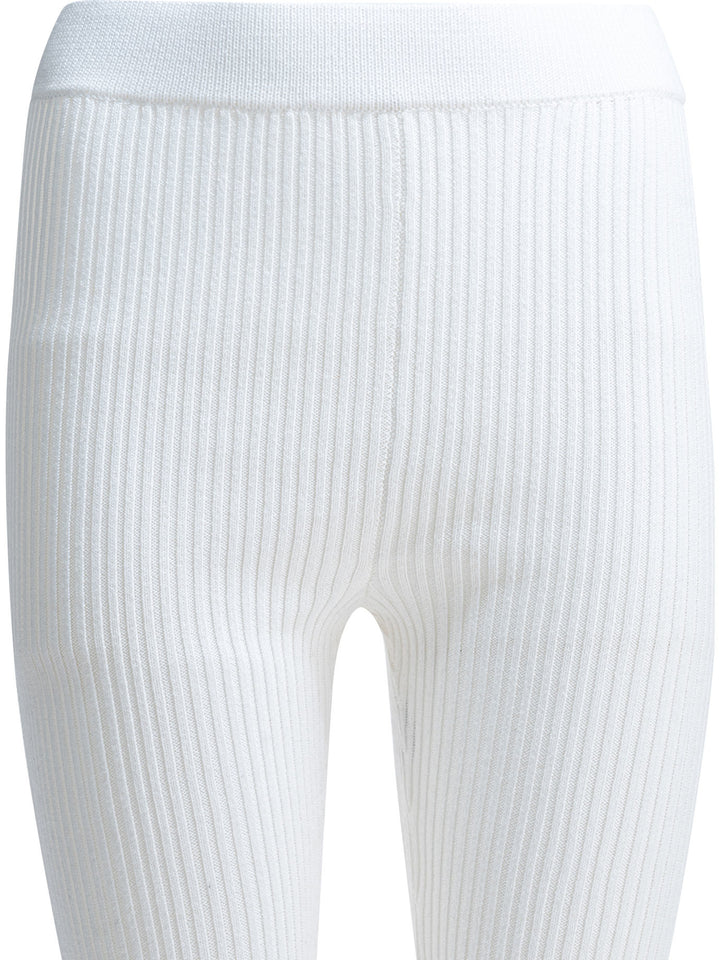 Ganni Woven Knit Legging Trousers - White | 322aefa0839796e4d10a7628795312eee5eae467