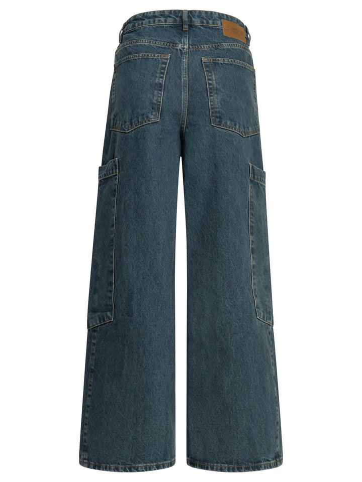 Ganni Baggy Cargo Jeans - Blue | 5deed8cc4da6ac8338e51379088d69536b8f084e