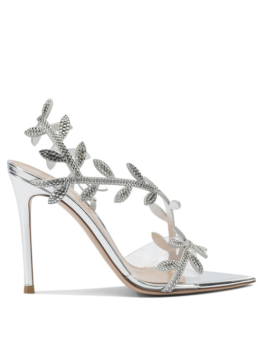 Crystal Flavia 105mm Sandals Silver