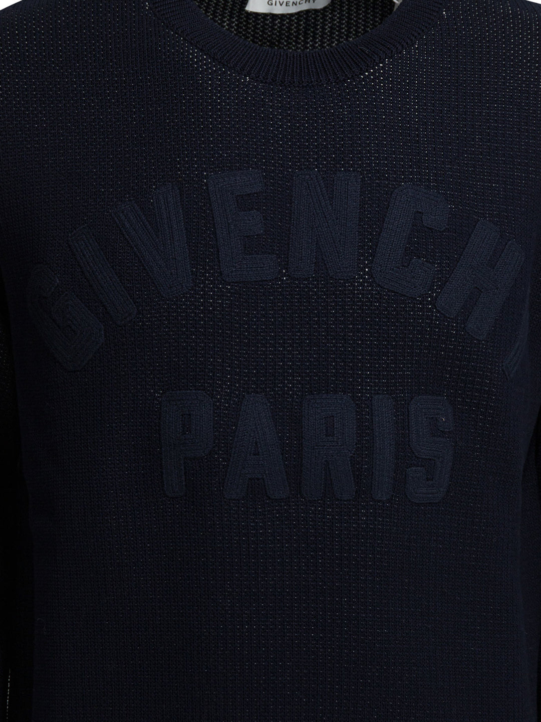 Givenchy Sweater With Embroidered Logo Knitwear - Blue | eb34e47cf9b6db92d7c93cccbc9f25694da4abd0