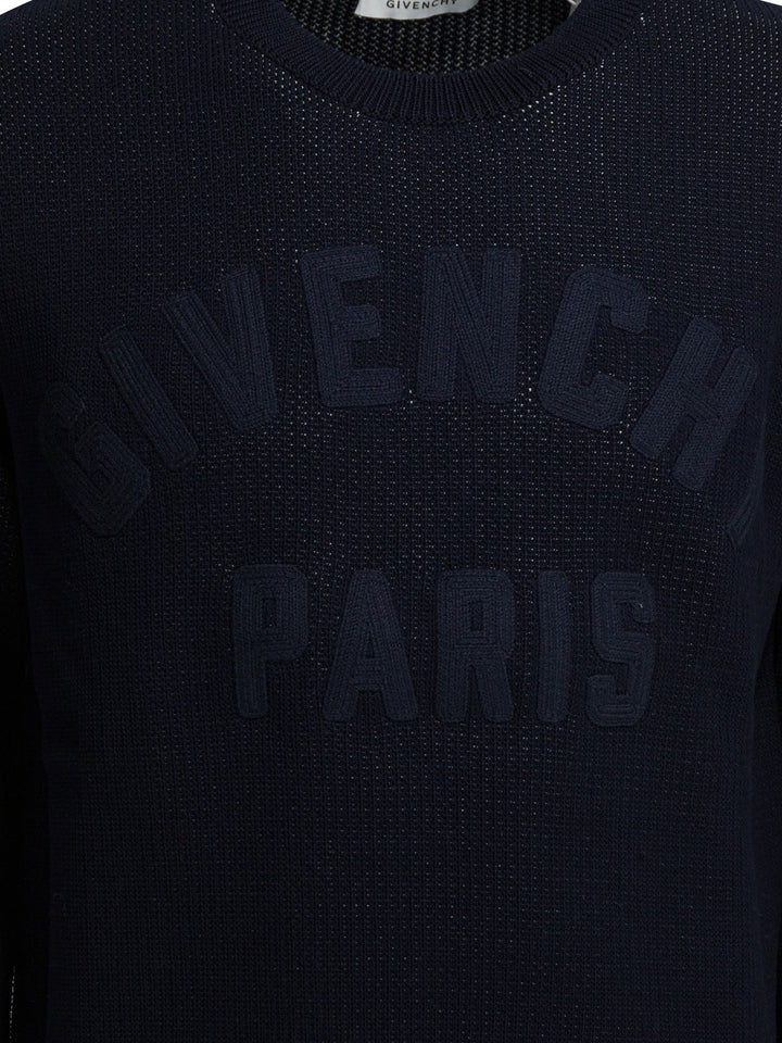Givenchy Sweater With Embroidered Logo Knitwear - Blue | eb34e47cf9b6db92d7c93cccbc9f25694da4abd0