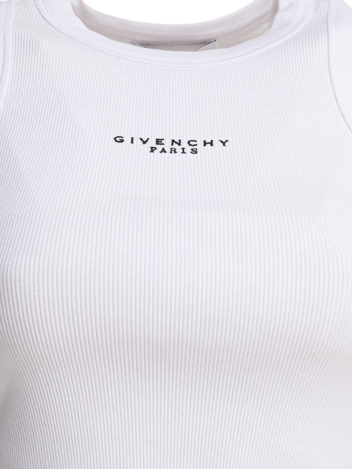 Givenchy Cropped Tank Top With Logo Tops - White | 2567e6bd08f03a569b0706318a731fb1efc40d17