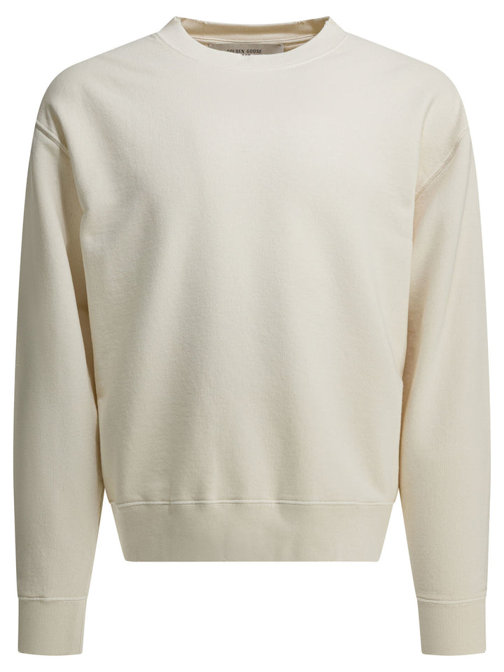 Golden Goose Crewneck Sweatshirt With Reverse Logo Sweatshirts - White | bfdc5084dcd3a89159e77288386a1bdc05041de5