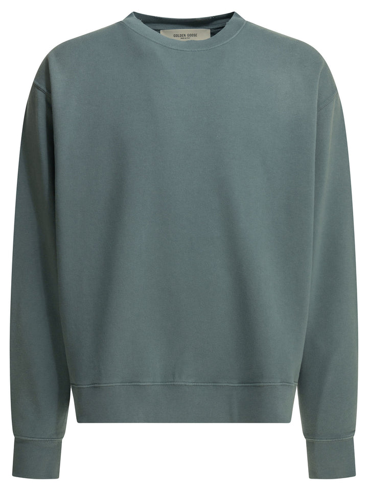 Golden Goose Crewneck Sweatshirt With Reverse Logo Sweatshirts - Blue | 22bac80ae9bd6f05f7624738bfee8c5c120cc585