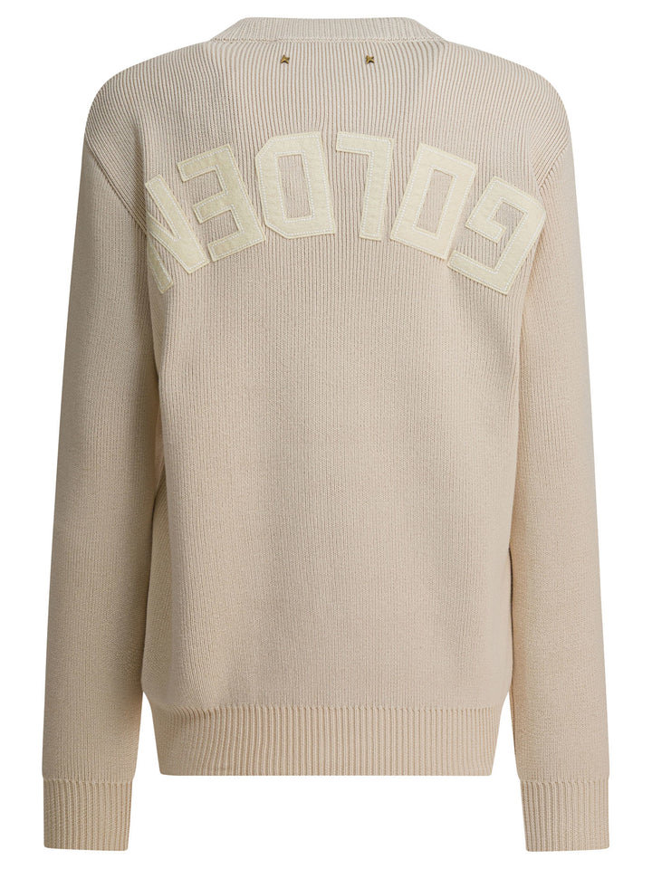 Golden Goose Crew-Neck Sweater With Logo Knitwear - Beige | af8d8d92774e90d194dc20504652d71555f076b1