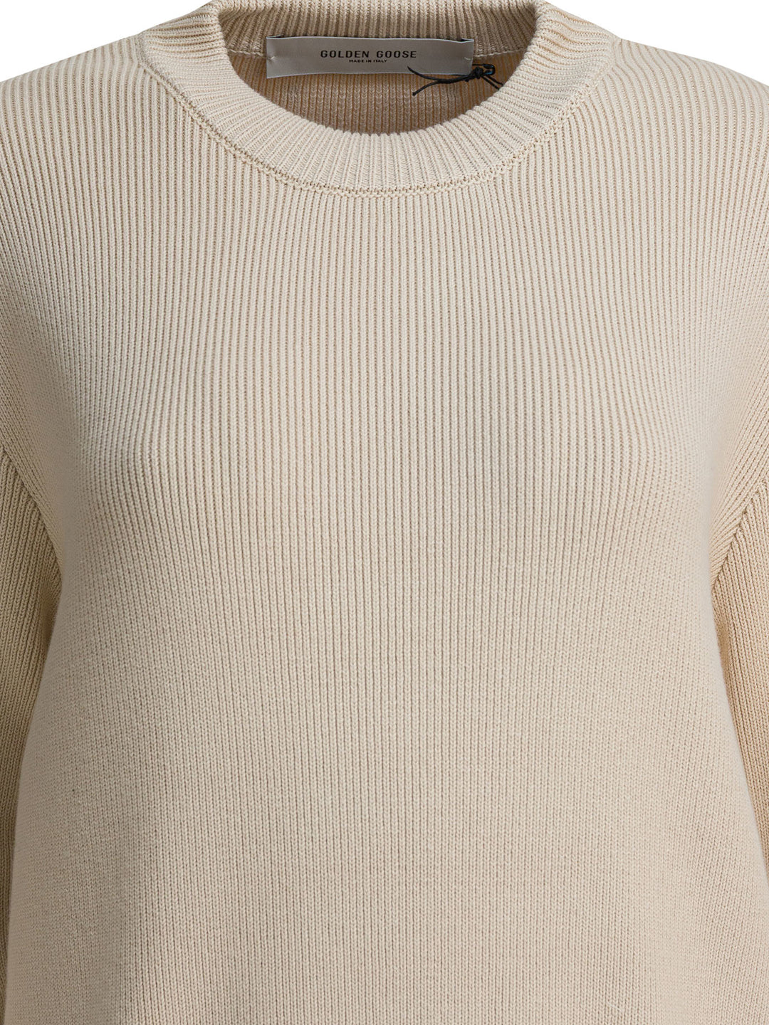 Golden Goose Crew-Neck Sweater With Logo Knitwear - Beige | 7a35313180dc62327882a4482424fddc1ca2bf76