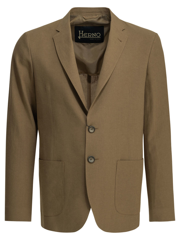 Herno Linen Blazer Jackets and Coats - Brown | 19bb9ae7d150d3a49c4f691bbc1e90db8e7404fc