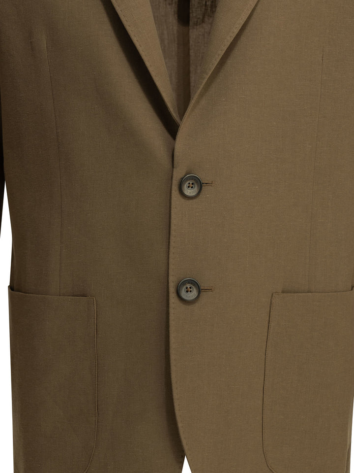 Herno Linen Blazer Jackets and Coats - Brown | d633726b658fed8ae41f35017db49476cfad126d