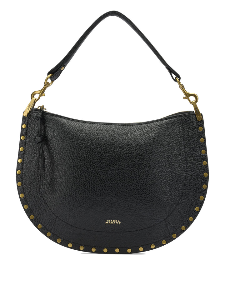 Isabel Marant Oskan Soft Zip Shoulder Bags - Black | 439836360df30df31872a86a063f7a59ac544cc7