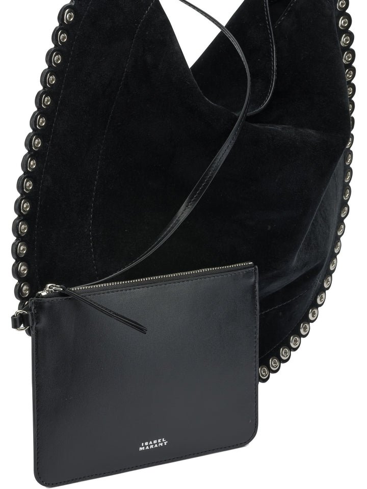 Isabel Marant Oskan Hobo Soft Shoulder Bags - Black | a2ec36eeb6ac71e7467b16c333eeb9607baa0e2f