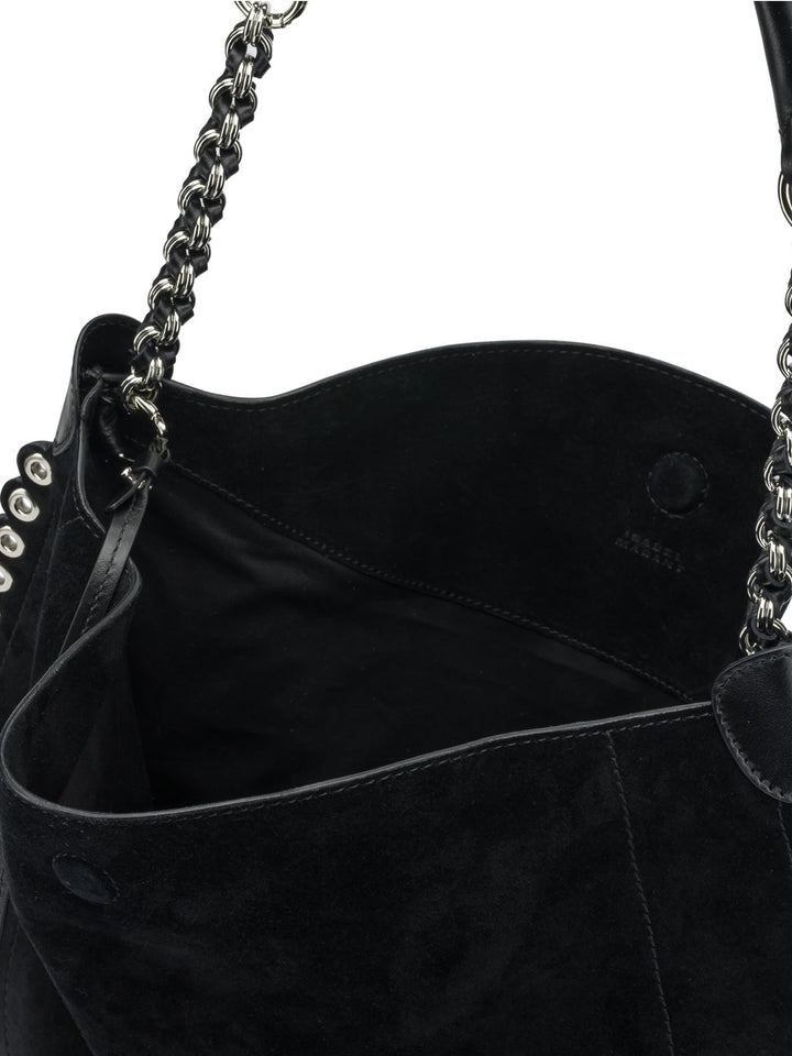 Isabel Marant Oskan Hobo Soft Shoulder Bags - Black | 14352a8e4c73596ab458cc802641fcc1199d73d6