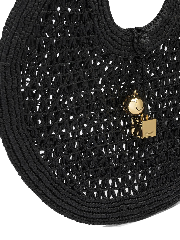 Jacquemus Le Petite Rond Beach Handbags - Black | 2ac2ae9137b4c2ca68dcb59084639a566120a39e