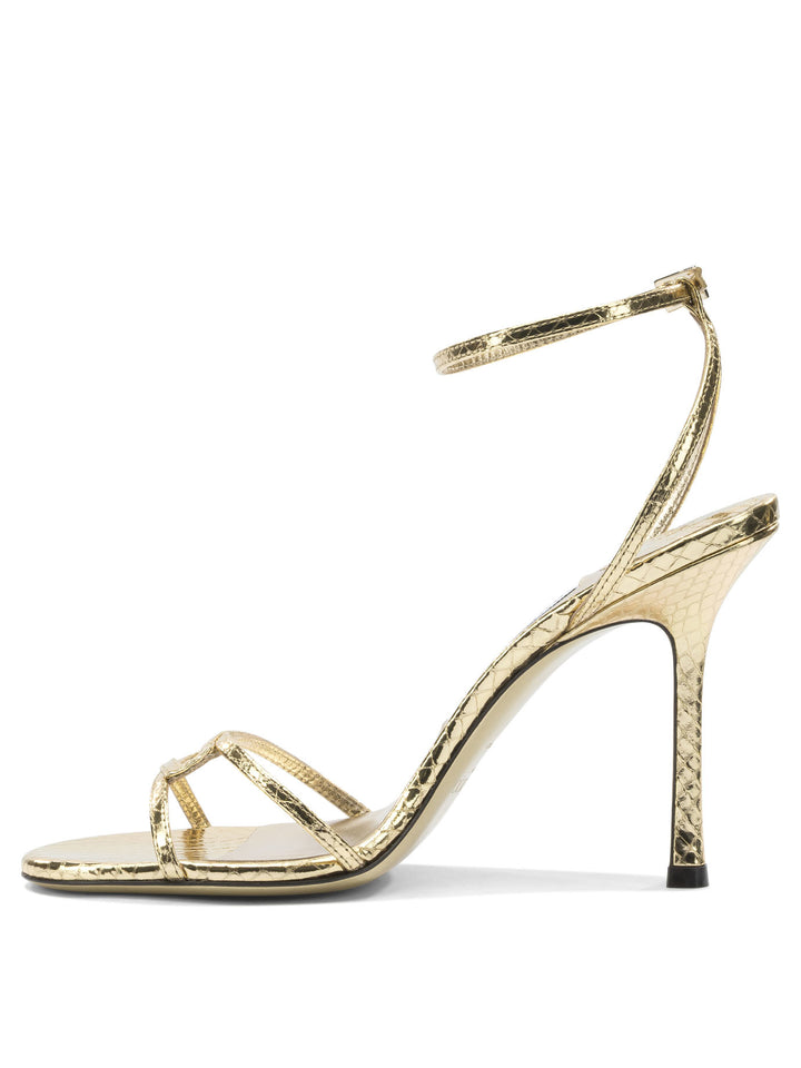 Jimmy Choo Leo 100mm Sandals - Gold | 402c489304c71eee58bb181ea274d082b162374b