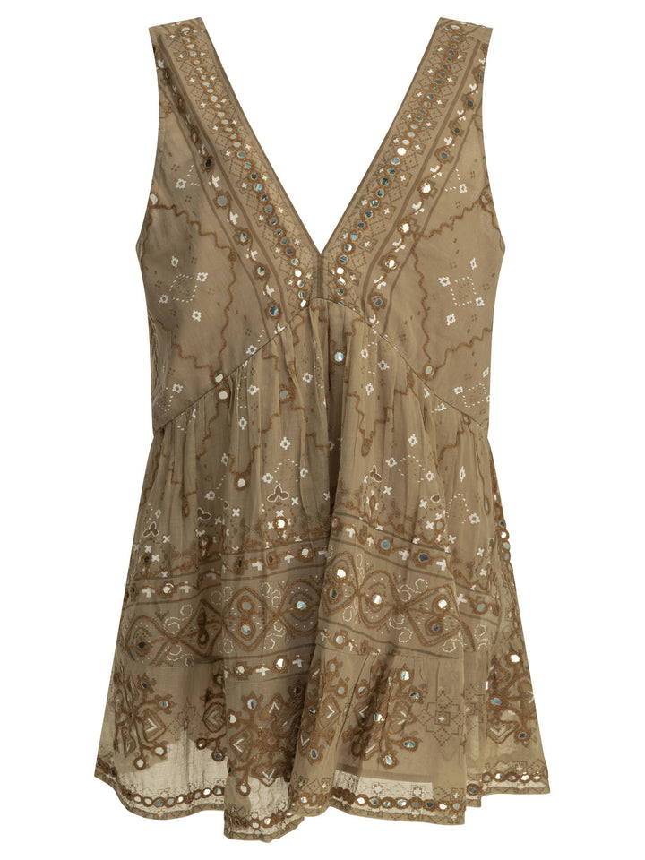 Juliet Dunn Short A-Line Dress Dresses - Brown | 9eda8b8a4830084e9ad91978a042dfad0a57d9d5