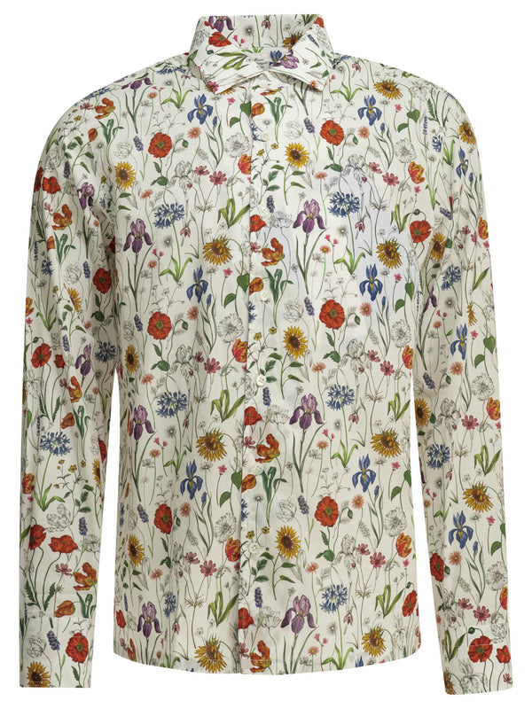 Casual Floral Shirt Shirts White
