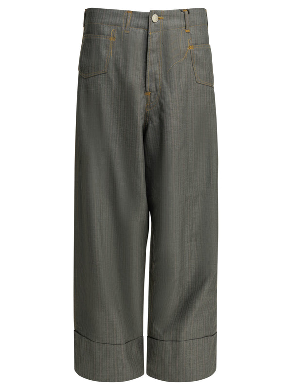 Casual Pinstripe Pants Trousers Grey