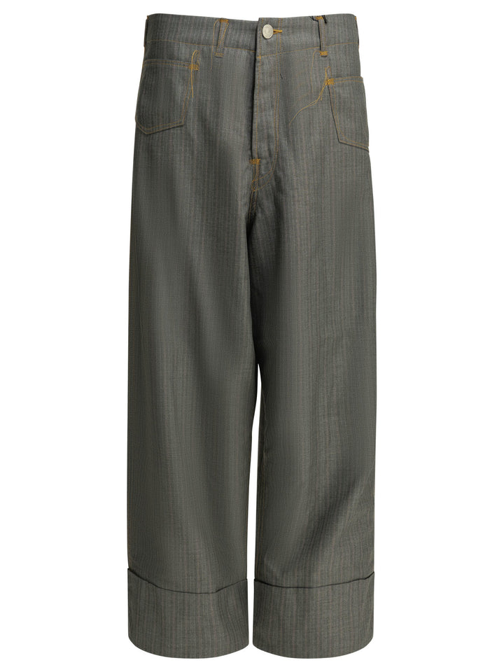 Junya Watanabe Man Casual Pinstripe Pants Trousers - Grey | 25c04f987d3d28e65a9702d4cc93439a8b955eae
