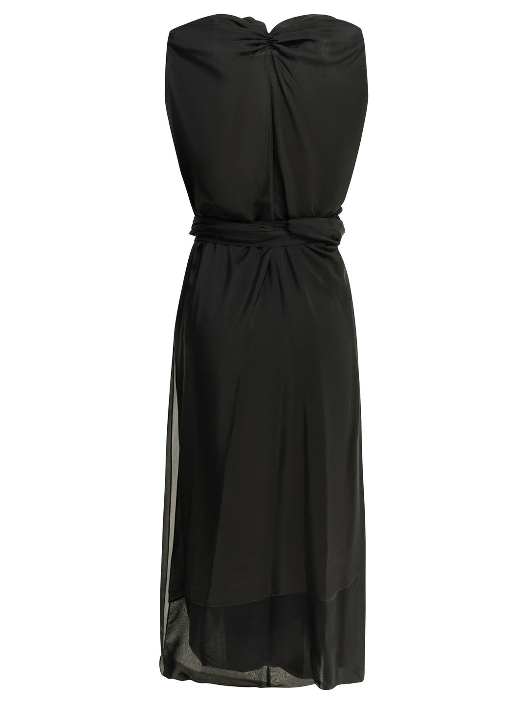 Maison Margiela Draped Silk Midi Dress Dresses - Black | b14a1e051c2648a06eb16dbc09957c3bce83f780