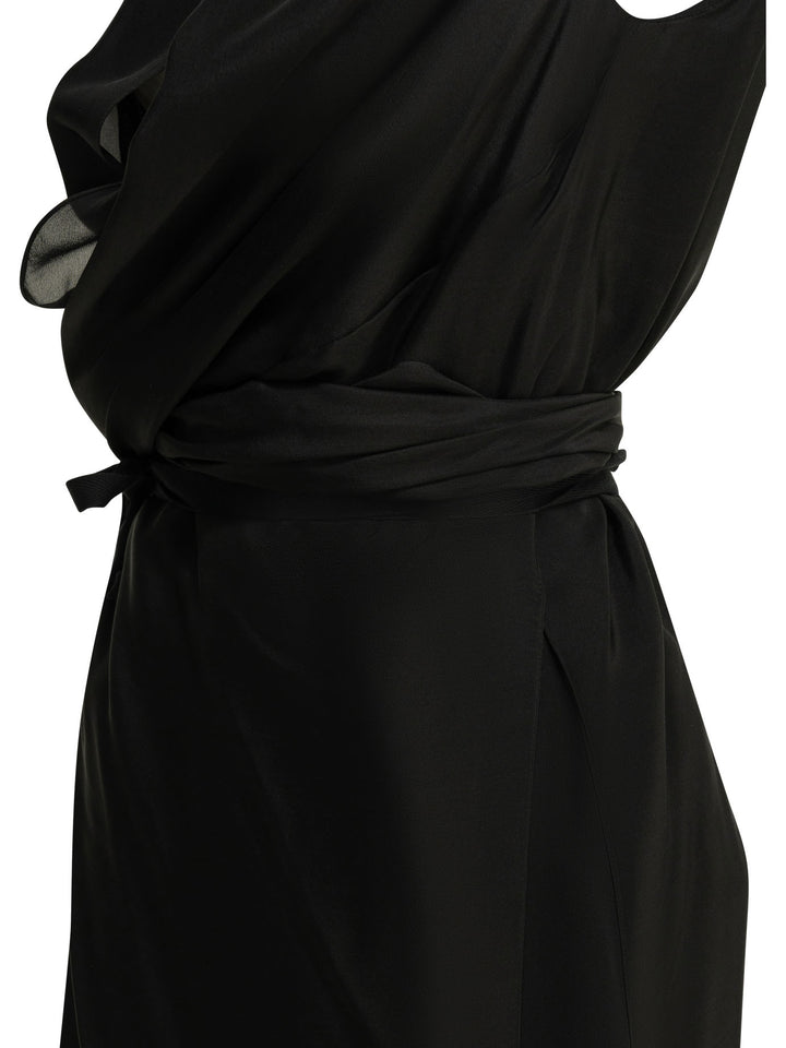 Maison Margiela Draped Silk Midi Dress Dresses - Black | e29c47e0e2698236166a48176b20fd86b8f909a7