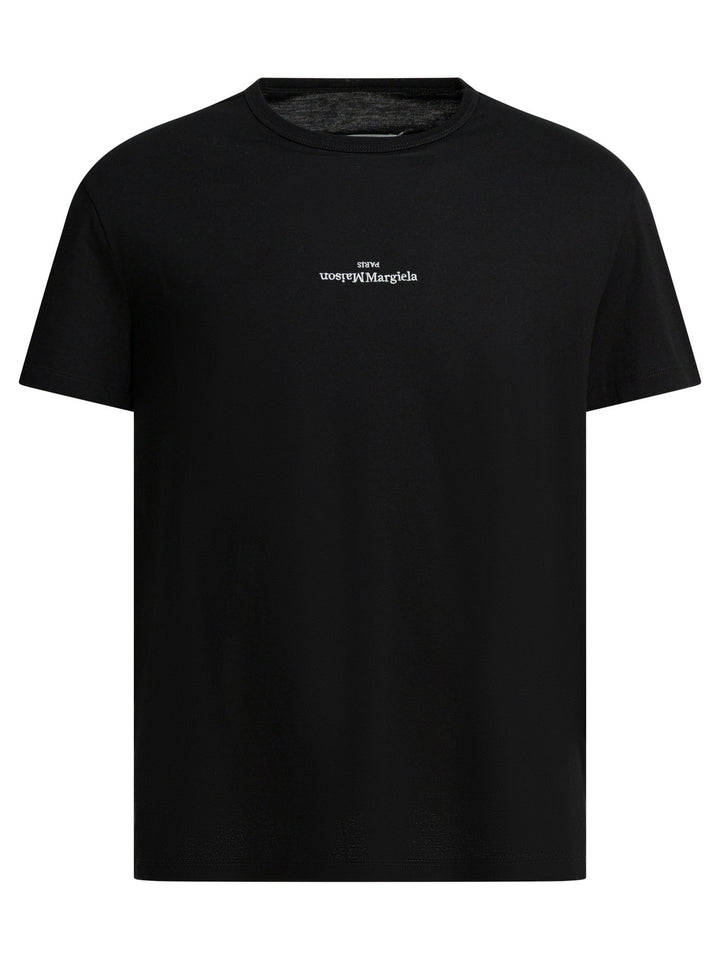 Maison Margiela Short-Sleeved T-Shirt With Logo T-shirts - Black | 2d057f3a757d931b586cdeb24838e1ae9623a067