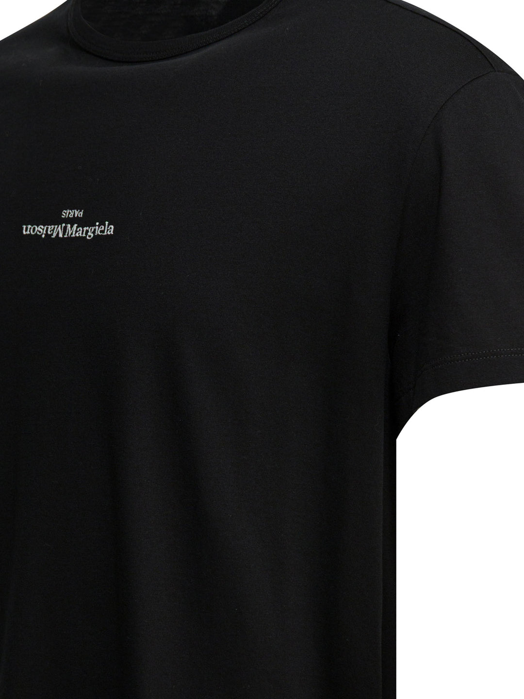 Maison Margiela Short-Sleeved T-Shirt With Logo T-shirts - Black | 9cb78bdb17d2aced1c618224fbd5480c03595ef7