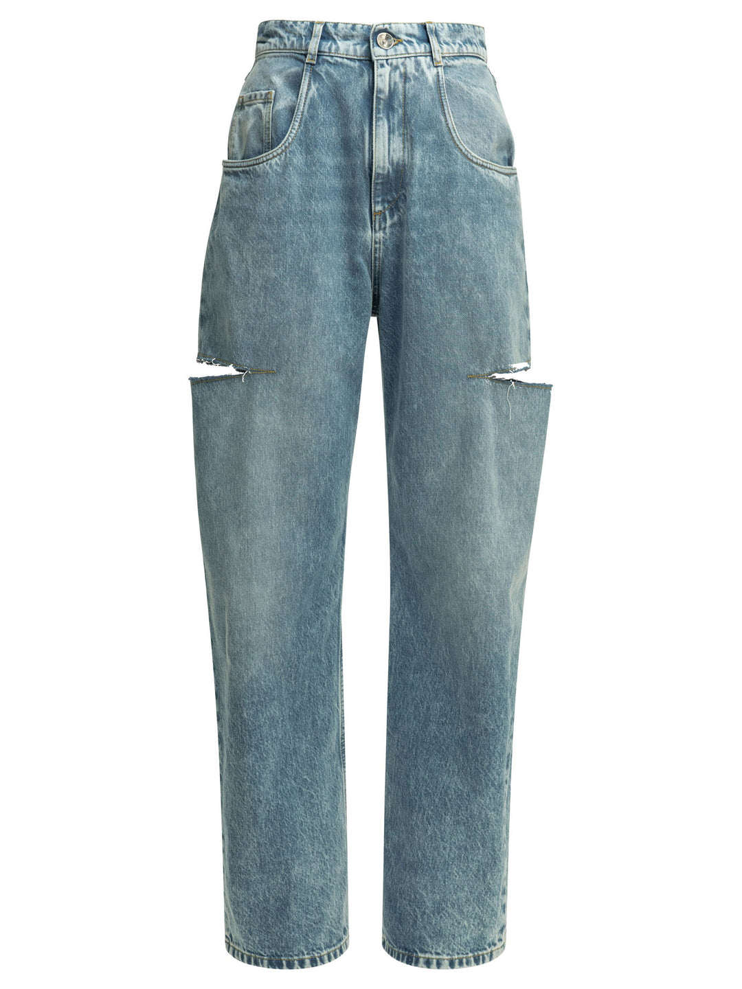 Maison Margiela Ripped Wide Leg Jeans - Light blue | 0b345a3bc75d34cfff73bf398ae9df07038e286e
