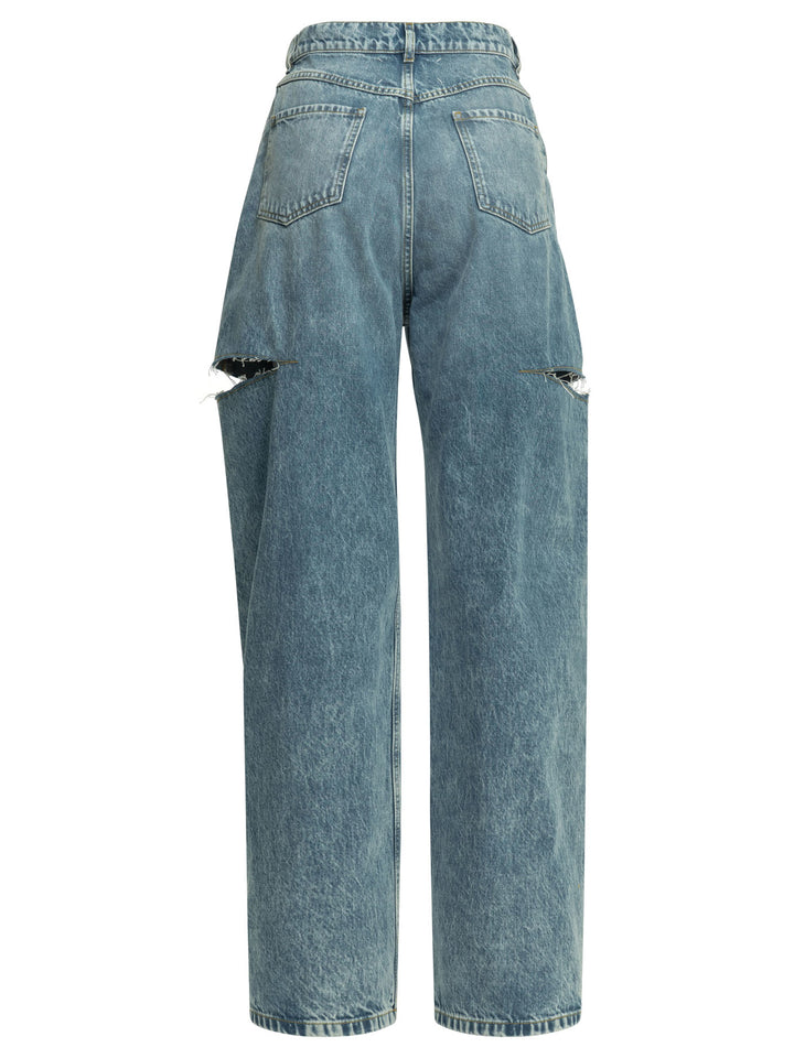 Maison Margiela Ripped Wide Leg Jeans - Light blue | 2f5300b500cc4ecb54d39122a0d9d667f709f3a2