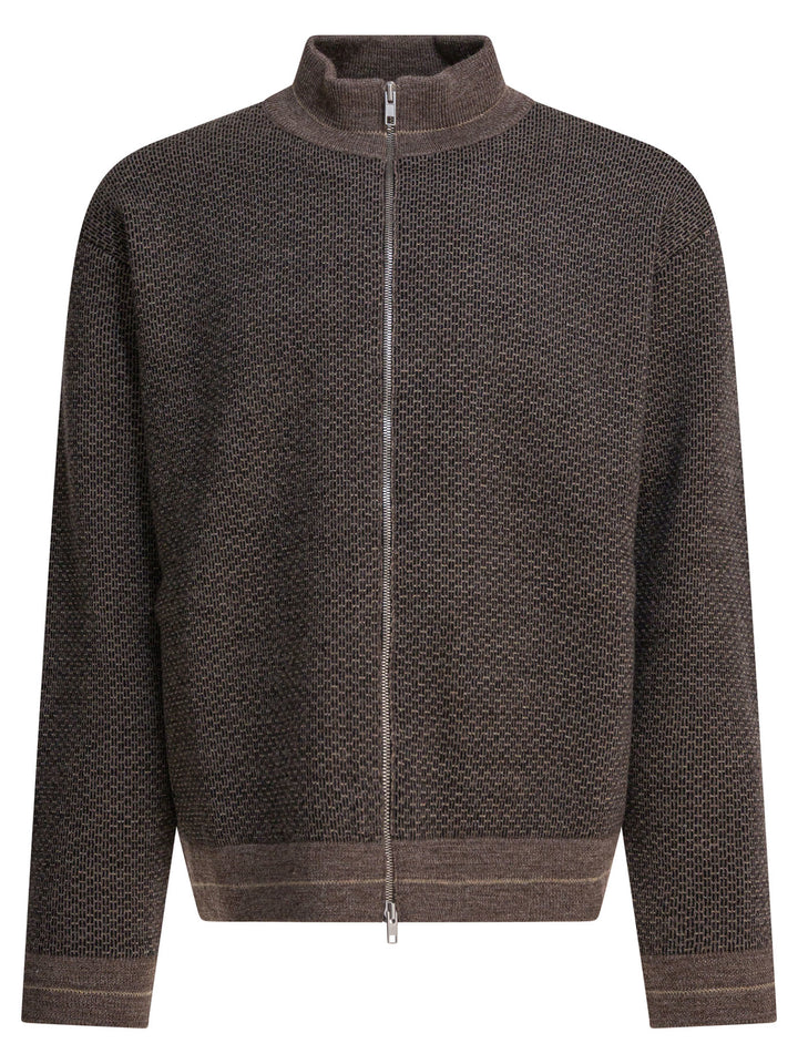 Maison Margiela Wool Zipper Sweater Knitwear - Brown | 50c4676bb49f68883bb4e4cbdc0aab6c99cdc07c
