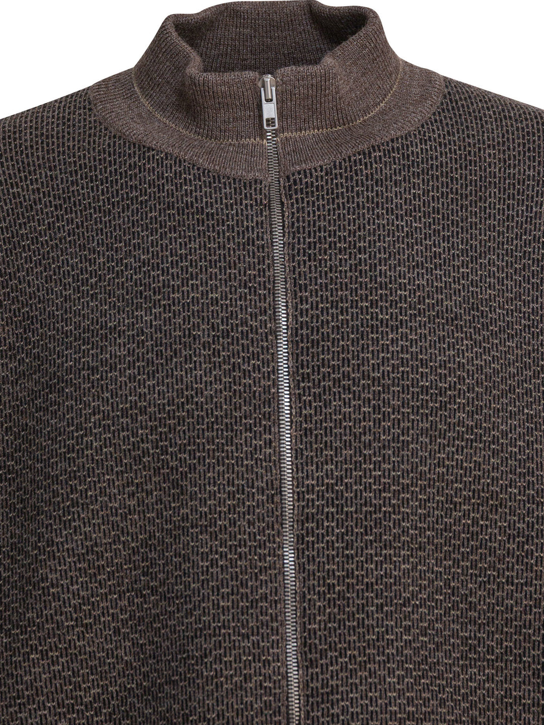 Maison Margiela Wool Zipper Sweater Knitwear - Brown | 69a223fb812d710e3ed797ea5f0e769d1362e39a