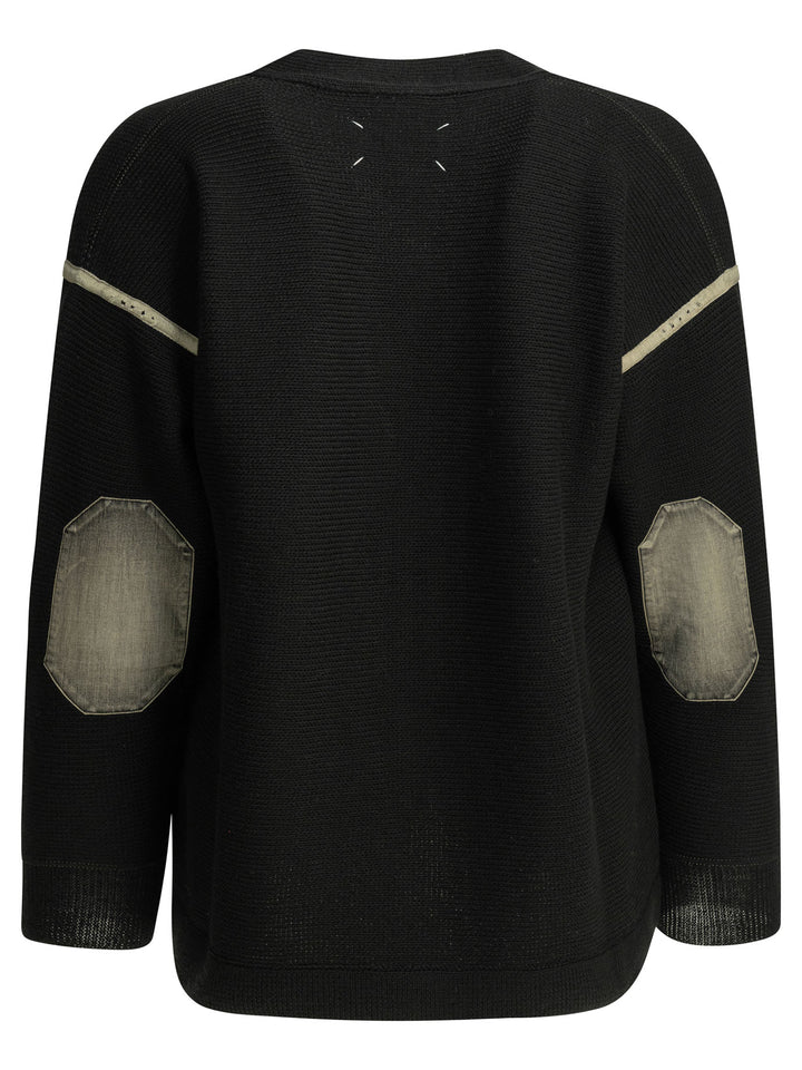 Maison Margiela Wool Cardigan With Patches Knitwear - Black | 4728ab2f876a80c6a4f9a71c05ea45f843287183