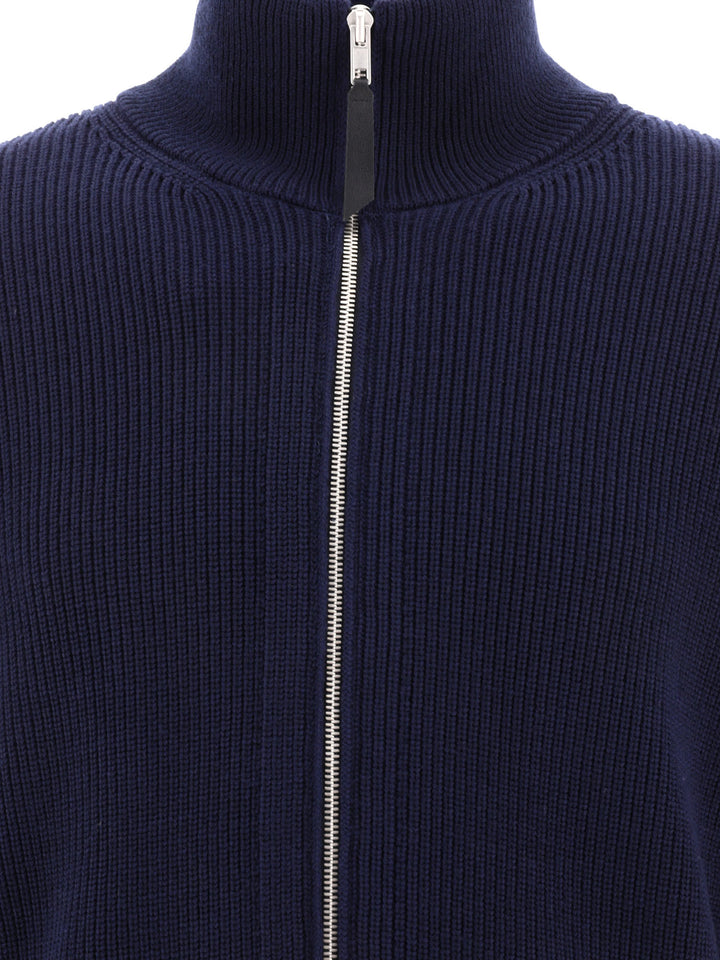 Maison Margiela Cotton And Wool Zippered Malgione Knitwear - Blue | 95510c5c5ad90dde5d3ff295ec457763dbc08388
