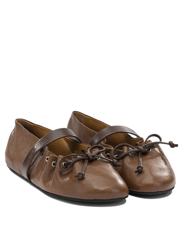 Marni Mary Jane Leather Ballet Flats Ballerinas - Brown | 87f86b63882927477441dee29d7b51fcb0c9a185