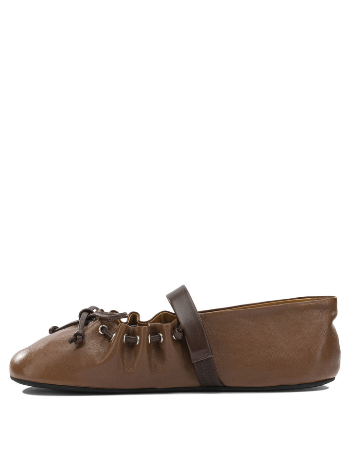 Marni Mary Jane Leather Ballet Flats Ballerinas - Brown | 708c653d58c3aa32765332384d93fc5e9ff88e36