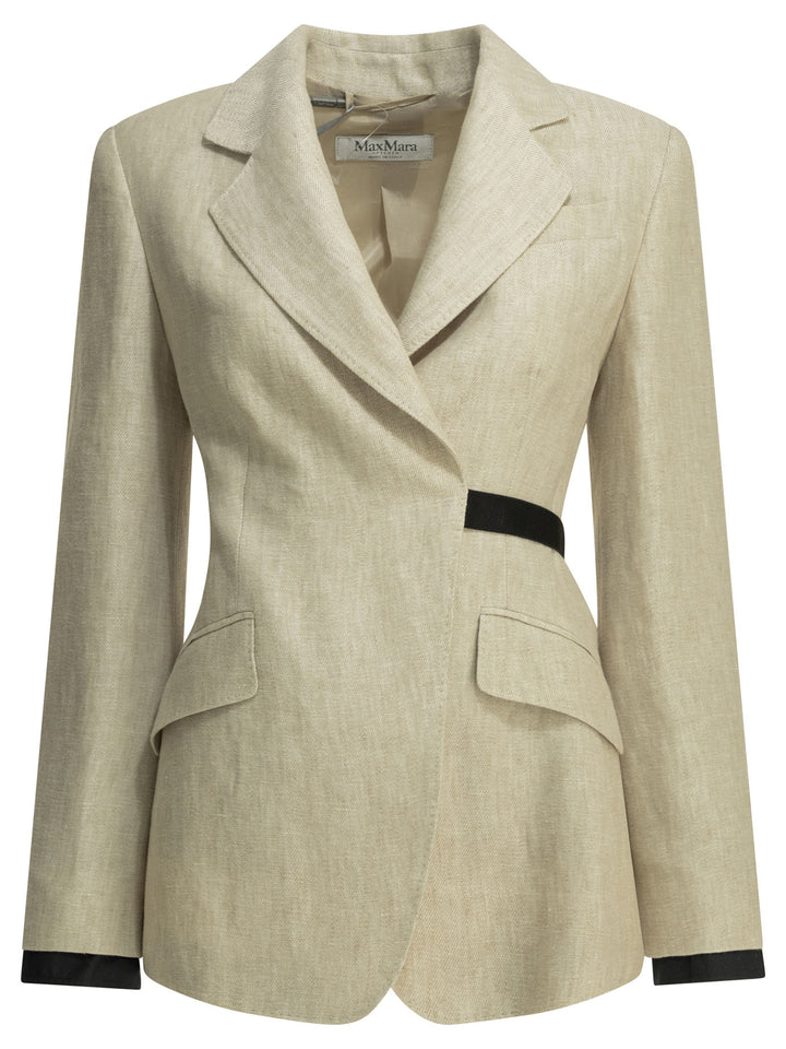 Max Mara Linen Double-Breasted Blazer Jackets and Coats - Beige | c2a9fb21448481c5be5a575467916904e1355f81