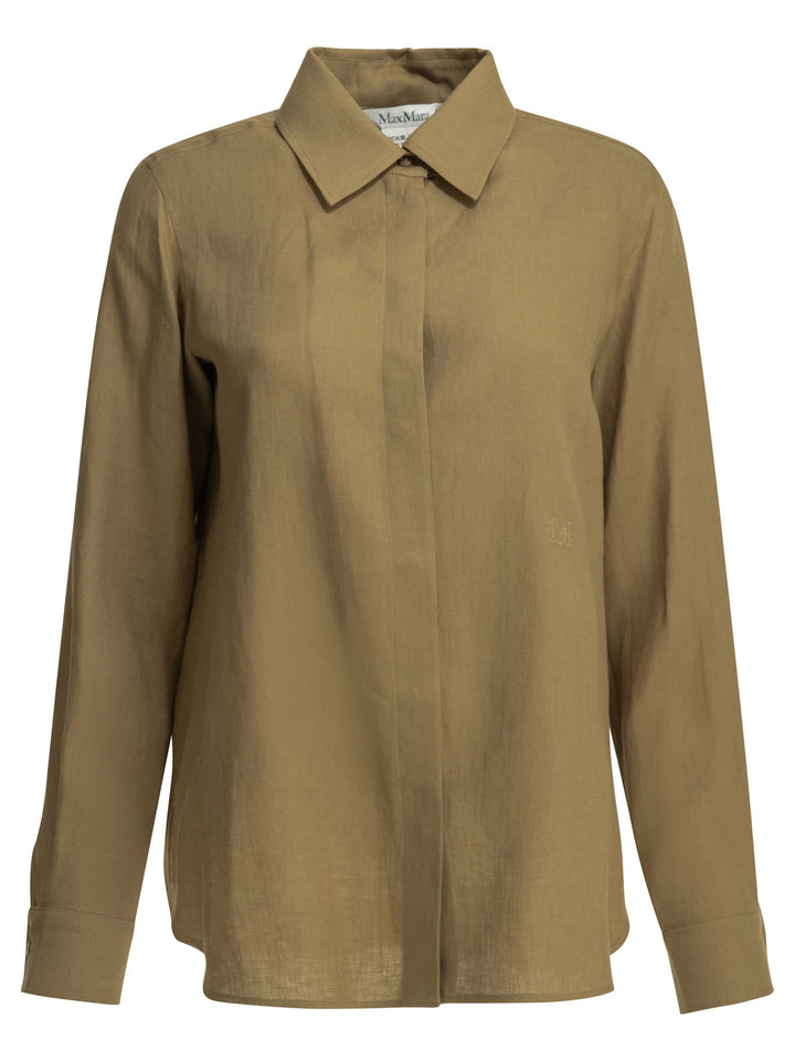 Max Mara Casual Linen Shirt Shirts - Brown | 7978571df48350599e0adaa47d0828f9a4945f01