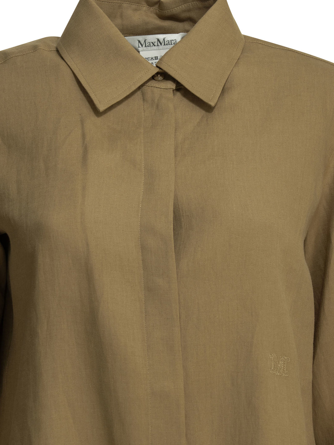 Max Mara Casual Linen Shirt Shirts - Brown | 0fa0e949743271e0b8ae6e848a9a5c061a095e30