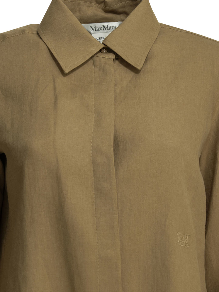 Max Mara Casual Linen Shirt Shirts - Brown | 0fa0e949743271e0b8ae6e848a9a5c061a095e30
