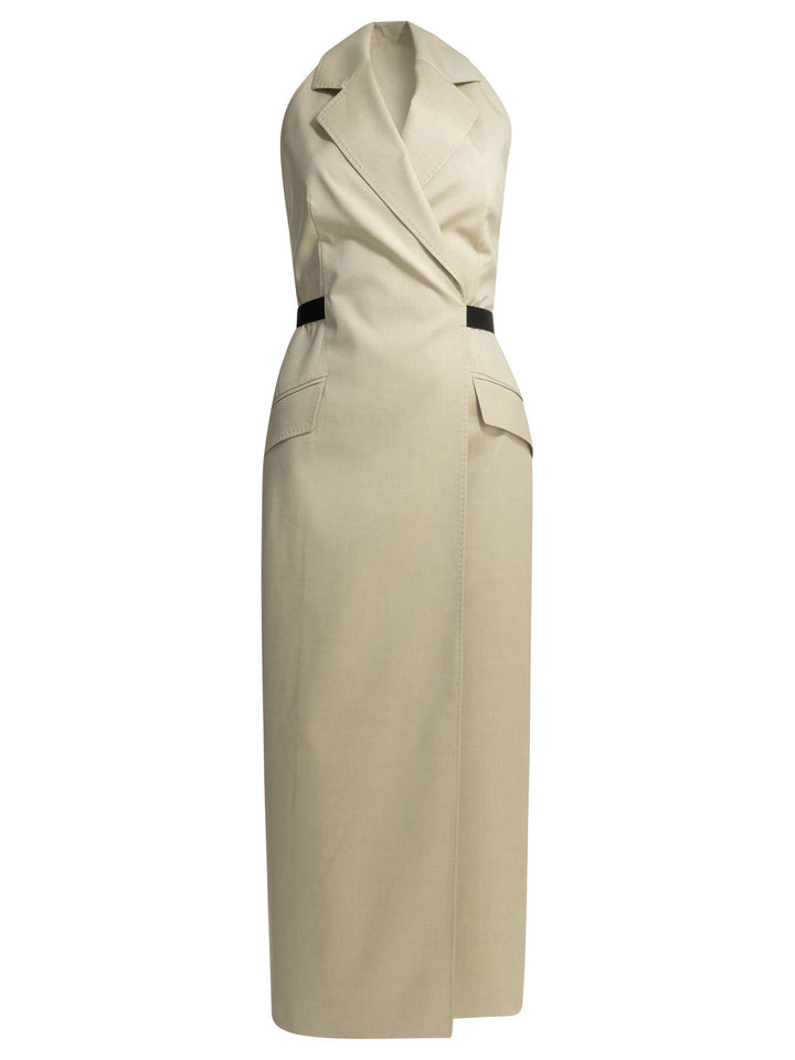 Max Mara Open Back Midi Dress Dresses - Beige | 3087bb04c123d134ed26677ac4e38198258e010d