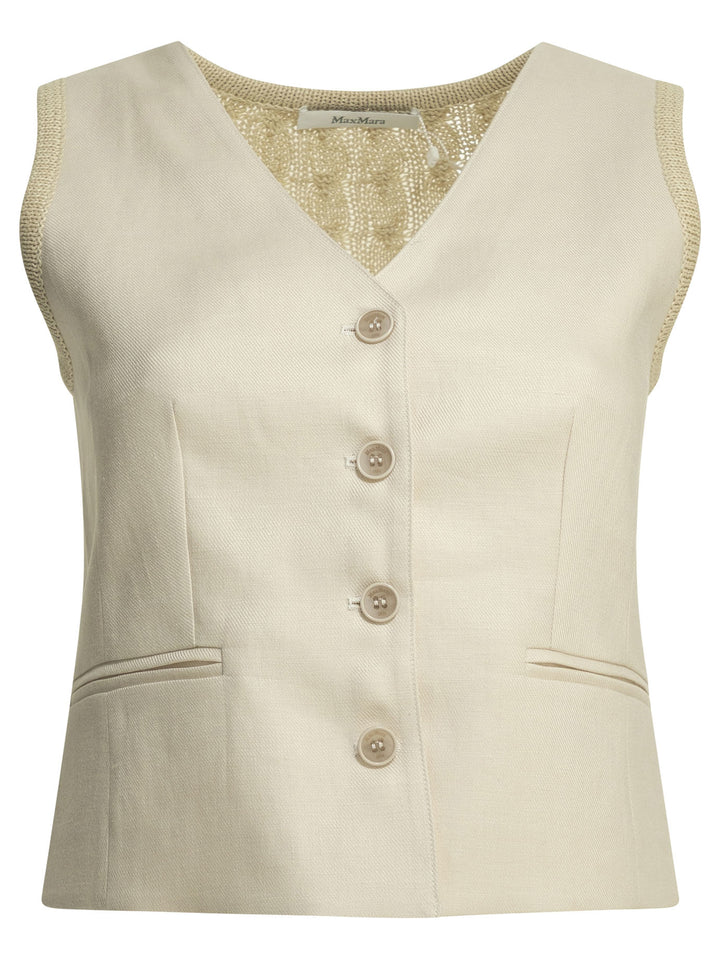 Max Mara Linen And Knitted Vest Knitwear - Beige | c58f5833ba34fd1c8f07d15d26ec9214bd4ebf97