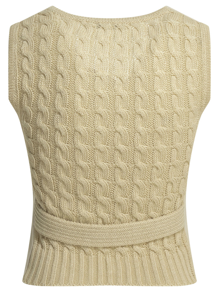 Max Mara Linen And Knitted Vest Knitwear - Beige | 1c72e20425dea2eff40a3c652ea874bb4617fa83