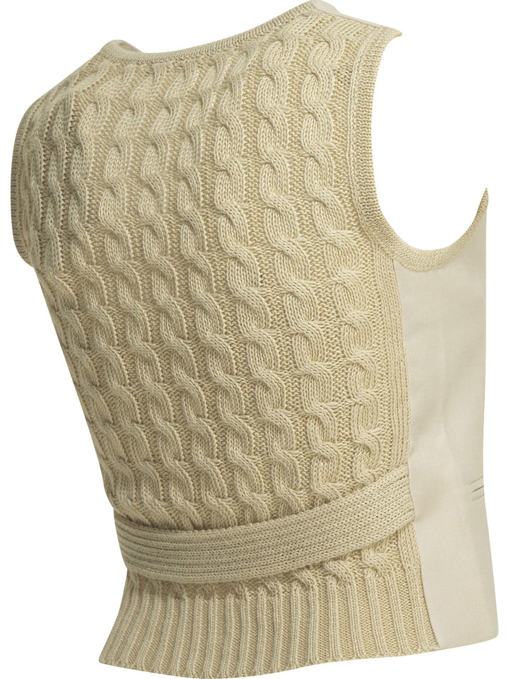Max Mara Linen And Knitted Vest Knitwear - Beige | 49491df6fd74c98625ec88ff89c231c28a4dae61