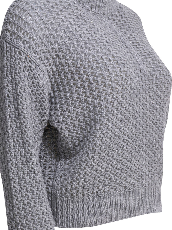 Max Mara Wool Blend Half-Zip Sweater Knitwear - Grey | 4741925dab2dbdf6d9aaa8b046bba6ef590fab58